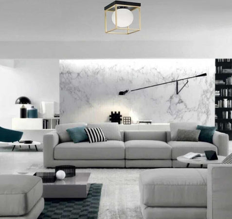 Plafoniera-Da-Soffitto-Sfera-In-Vetro-Bianco-Lampadario-Metallo-Nero-Bronzo-G9-Universo