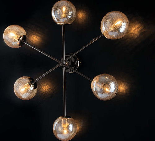 Plafoniera-Design-Moderno-Contemporaneo-Cromo-Nero-Con-Vetri-6-Luci-Tresor