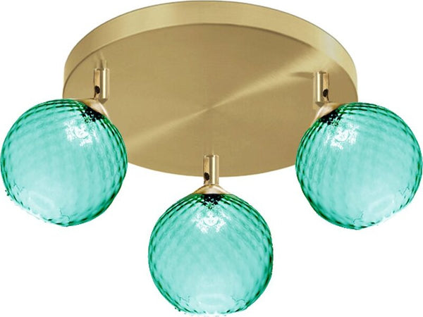 Plafoniera-faretti-Due-P-UNIVERSE-2719-PL3-E14-LED-spot-vetro-verde-orientabili