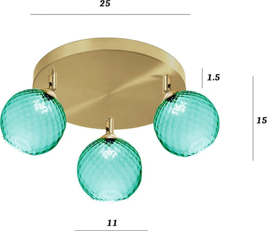 Plafoniera-faretti-Due-P-UNIVERSE-2719-PL3-E14-LED-spot-vetro-verde-orientabili