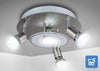 Plafoniera Faretto Soffitto 4 Vie Piastra Rotonda con 4 lampadine GU10 3000K 5W Bianco Caldo 950 LM