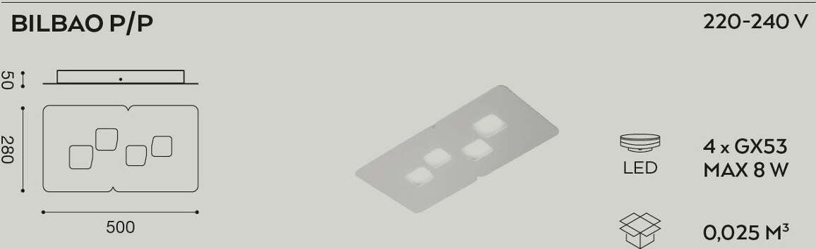 Plafoniera-Gea-Luce-BILBAO-PP-GX53-LED-tortora-lampada-soffitto-moderna