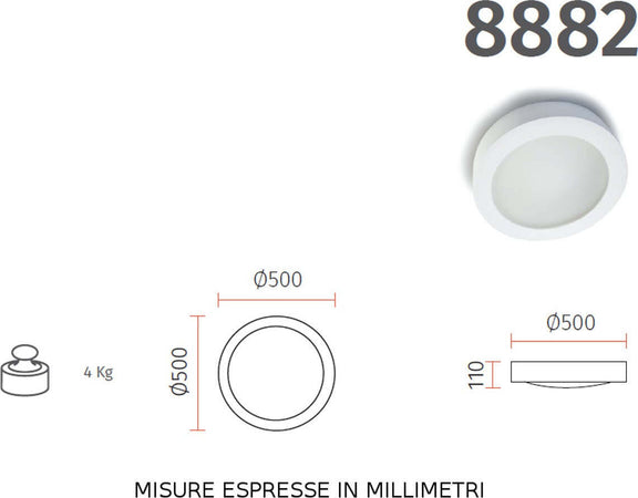 Plafoniera-gesso-Belfiore-9010-SLUB-BIG-8882.3049-LED-lampada-soffitto-parete