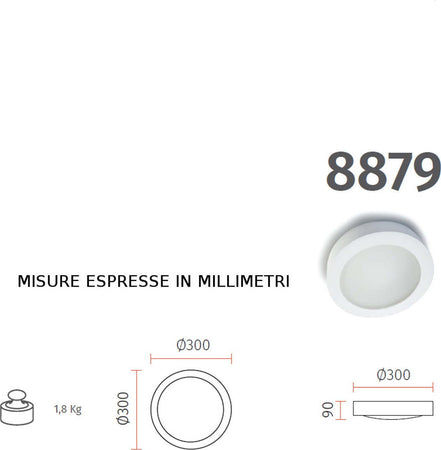 Plafoniera-gesso-Belfiore-9010-SLUB-SMALL-8879.81-E27-LED-lampada-soffitto-parete