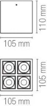 Plafoniera-Gesso-Hapis-4Xgu10-Mini-105X105X110Mm
