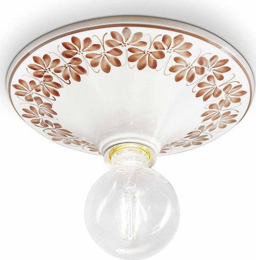 Plafoniera-Grande-Classica-Trieste-Bianco-Decorato-Filo-Marrone-1-Luce-E27