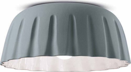 Plafoniera-Grande-Vintage-Decò-Madame-Gres-Ceramica-Grigio-Tele-1-Luce-E27