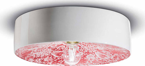 Plafoniera-Grande-Vintage-Decò-Pi-Ceramica-Ming-Rosso-1-Luce-E27