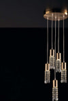 Plafoniera-GU10-Led-Design-Moderno-Oro-Satinato-Con-Strass-Cristallo-5-Luci-Teo