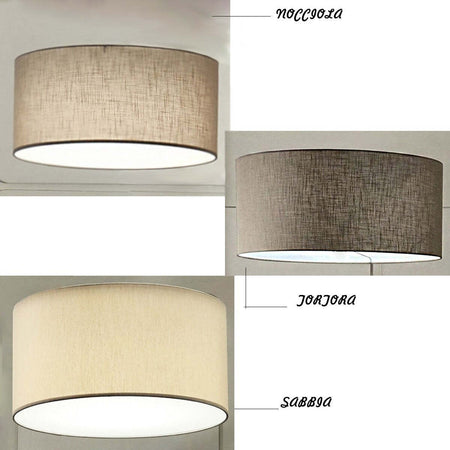 Plafoniera-Illuminando-CILINDRO-PL-58-E27-LED-metallo-tessuto-lampada-soffitto-classica-moderna