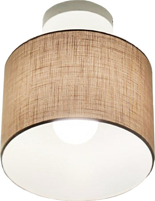 Plafoniera-Illuminando-CILINDRO-PL20-BN-E27-LED-tessuto-lino-tortora-lampada-soffitto-classica-moderna