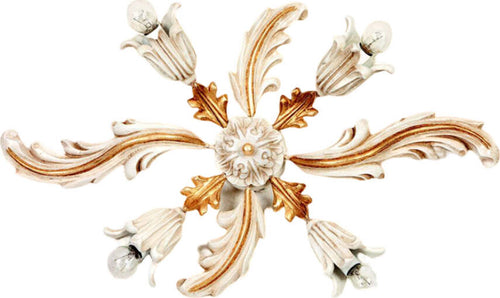 Plafoniera-In-Legno-Classico-Avorio-Oro-4-Luci-Pappagallo
