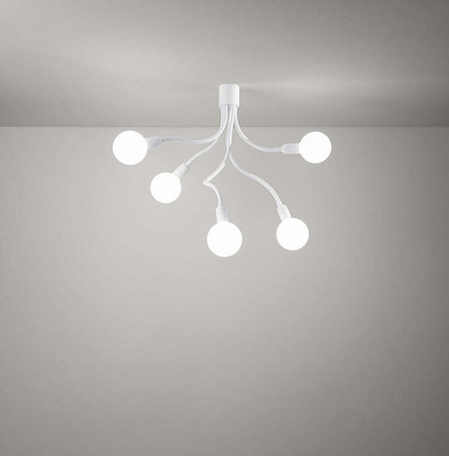 Plafoniera-In-Metallo-Moderna-Bulbo-Bianco-5-Luci-E27-Orientabile