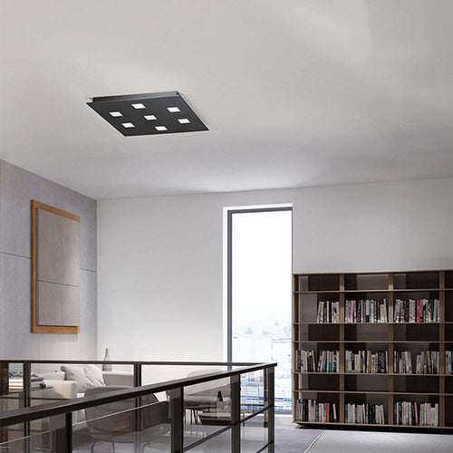 Plafoniera-In-Metallo-Moderna-Pixel-Nero-7-Luci
