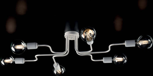 Plafoniera-Industrial-6-Luci-Ferro-Bianco-e-Argento-Serie-Loft