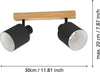 Plafoniera-Industrial-Batallas-2-Luci-Legno-Marrone-E-Nero