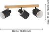 Plafoniera-Industrial-Batallas-3-Luci-Legno-Marrone-E-Nero