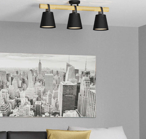 Plafoniera-Industrial-Boyle-3-Luci-Metallo-Nero-E-Marrone