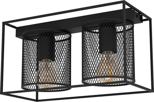 Plafoniera-Industrial-Catterick-2-Luci-Acciaio-Nero