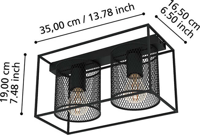 Plafoniera-Industrial-Catterick-2-Luci-Acciaio-Nero