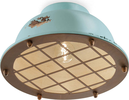 Plafoniera-Industrial-Ferro-E-Ceramica-Vintage-Azzurro-1-Luce-E27
