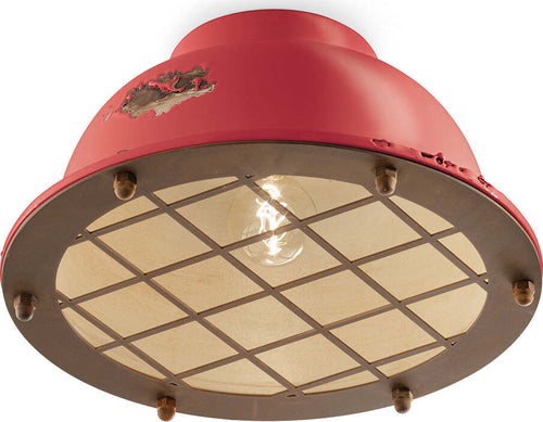 Plafoniera-Industrial-Ferro-E-Ceramica-Vintage-Rosso-1-Luce-E27