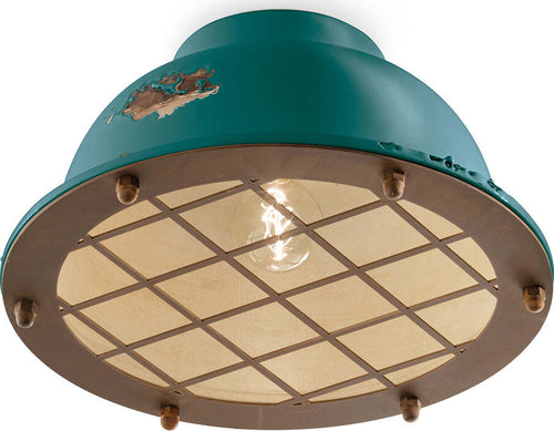 Plafoniera-Industrial-Ferro-E-Ceramica-Vintage-Verde-1-Luce-E27