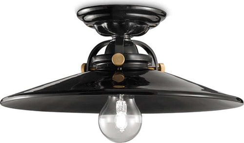 Plafoniera-Industrial-Minimal-B&W-Metallo-Smaltato-Nero-1-Luce-E27-31Cm