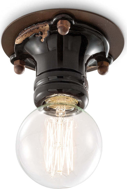 Plafoniera-Industrial-Minimal-Pipes-Ferro-E-Ceramica-Vintage-Nero-1-Luce-E27