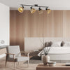 Plafoniera-Industrial-Nordico-Lancia-Acciaio-Nero-Legno-Marrone-4-Luci-E14