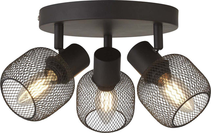 Plafoniera-Industrial-Nordico-Meshy-Acciaio-Nero-3-Luci-E14