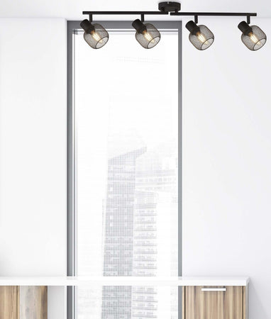 Plafoniera-Industrial-Nordico-Meshy-Acciaio-Nero-4-Luci-E14