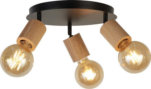 Plafoniera-Industrial-Nordico-Spinoso-Acciaio-Nero-Legno-Marrone-3-Luci-E27