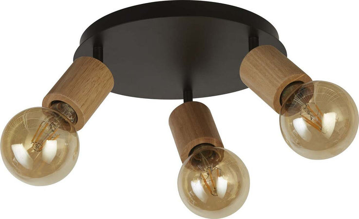 Plafoniera-Industrial-Nordico-Spinoso-Acciaio-Nero-Legno-Marrone-3-Luci-E27