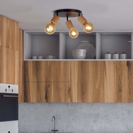 Plafoniera-Industrial-Nordico-Spinoso-Acciaio-Nero-Legno-Marrone-3-Luci-E27