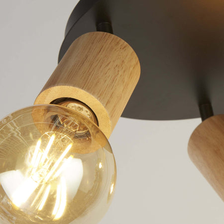 Plafoniera-Industrial-Nordico-Spinoso-Acciaio-Nero-Legno-Marrone-3-Luci-E27