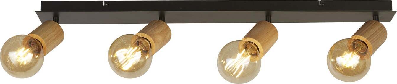 Plafoniera-Industrial-Nordico-Spinoso-Acciaio-Nero-Marrone-4-Luci-E27