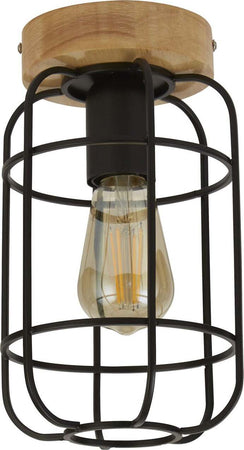 Plafoniera-Industrial-Nordico-Visione-Acciaio-Nero-Marrone-1-Luce-E27