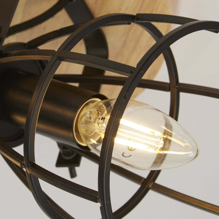 Plafoniera-Industrial-Nordico-Visione-Acciaio-Nero-Marrone-3-Luci-E14