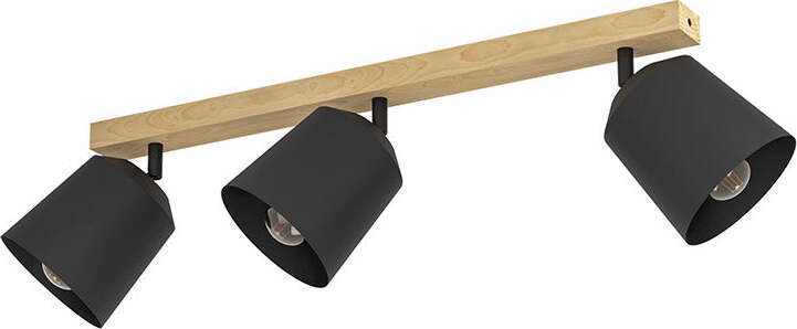 Plafoniera-Industrial-Pappagallo-3-Luci-Legno-Marrone-E-Nero