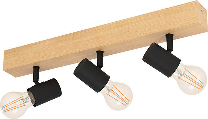 Plafoniera-Industrial-Townshend-3-3-Luci-Legno-Marrone-E-Nero