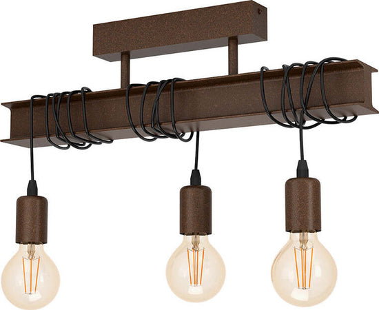 Plafoniera-Industrial-Townshend-4-3-Luci-Acciaio-Marrone-Invecchiato