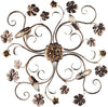 Plafoniera-Iris-4-Luci-Arte-Povera-Con-Foglie-In-Ferro-Marrone-E-Oro