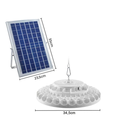 Plafoniera Lampada 400watt A Sospensione Faro Con Pannello Solare 236 Led 1300lm