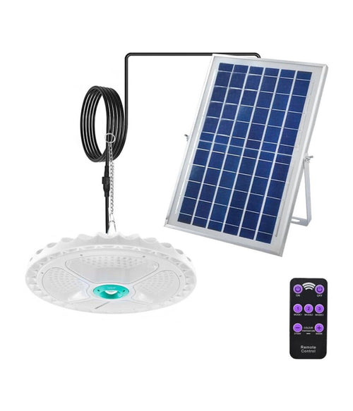 Plafoniera Lampada 400watt A Sospensione Faro Con Pannello Solare 236 Led 1300lm