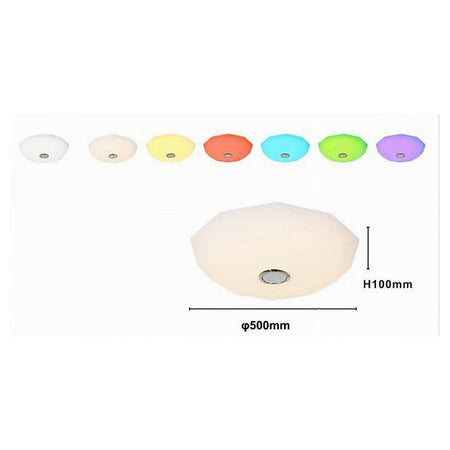 Plafoniera Lampada Da Soffitto Led Bianco 60 Watt ø500mm Cambio Colore Rgb 02546