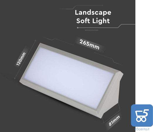 Plafoniera Lampada Led da Muro 12 W Applique Parete per Esterno IP65 Resistente all'Acqua V-TAC VT-8054 grigio chiaro