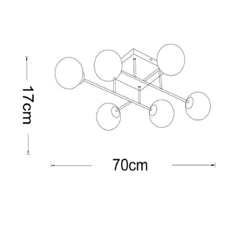 Plafoniera Lampadario Da Soffitto Bronzo Minimal Struttura Metallo 6 Sfere Attacco G9 C77