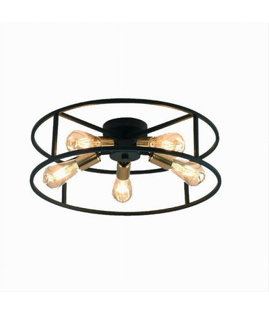 Plafoniera Lampadario Da Soffitto Circolare Stile Industriale Lampada 5xe27 C71-5