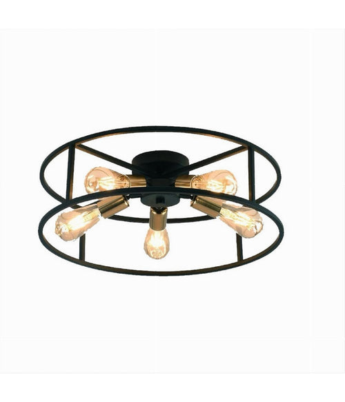 Plafoniera Lampadario Da Soffitto Circolare Stile Industriale Lampada 5xe27 C71-5